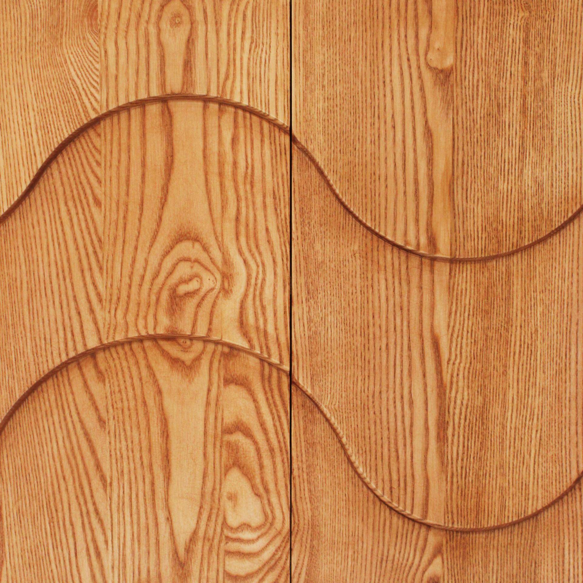 Contemporary Handcrafted Oak Solid Wood And Travertine Italian Sideboard