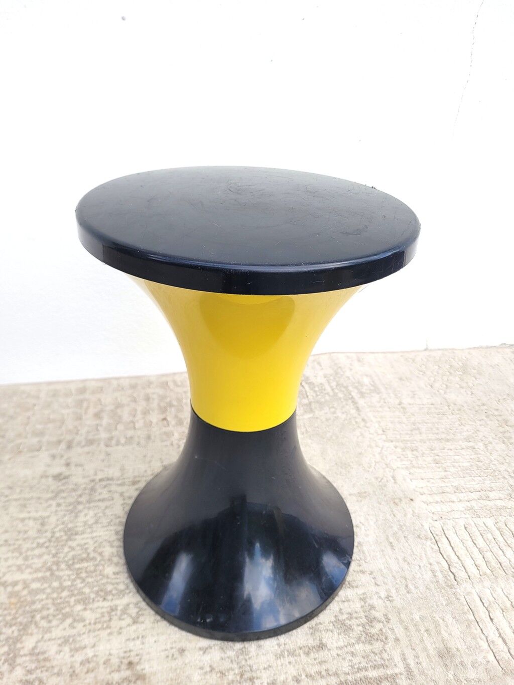 Yellow/black Tam Tam stool branded Massonnet Stamp n/j