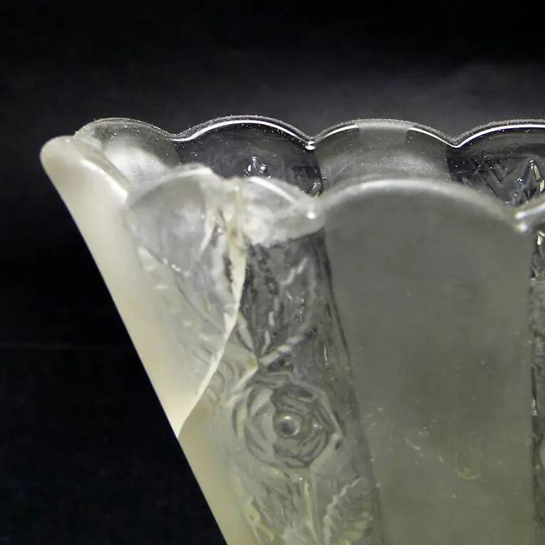 Art deco vase, pressed glass, bolesław morawski glassworks, poland, 1950s