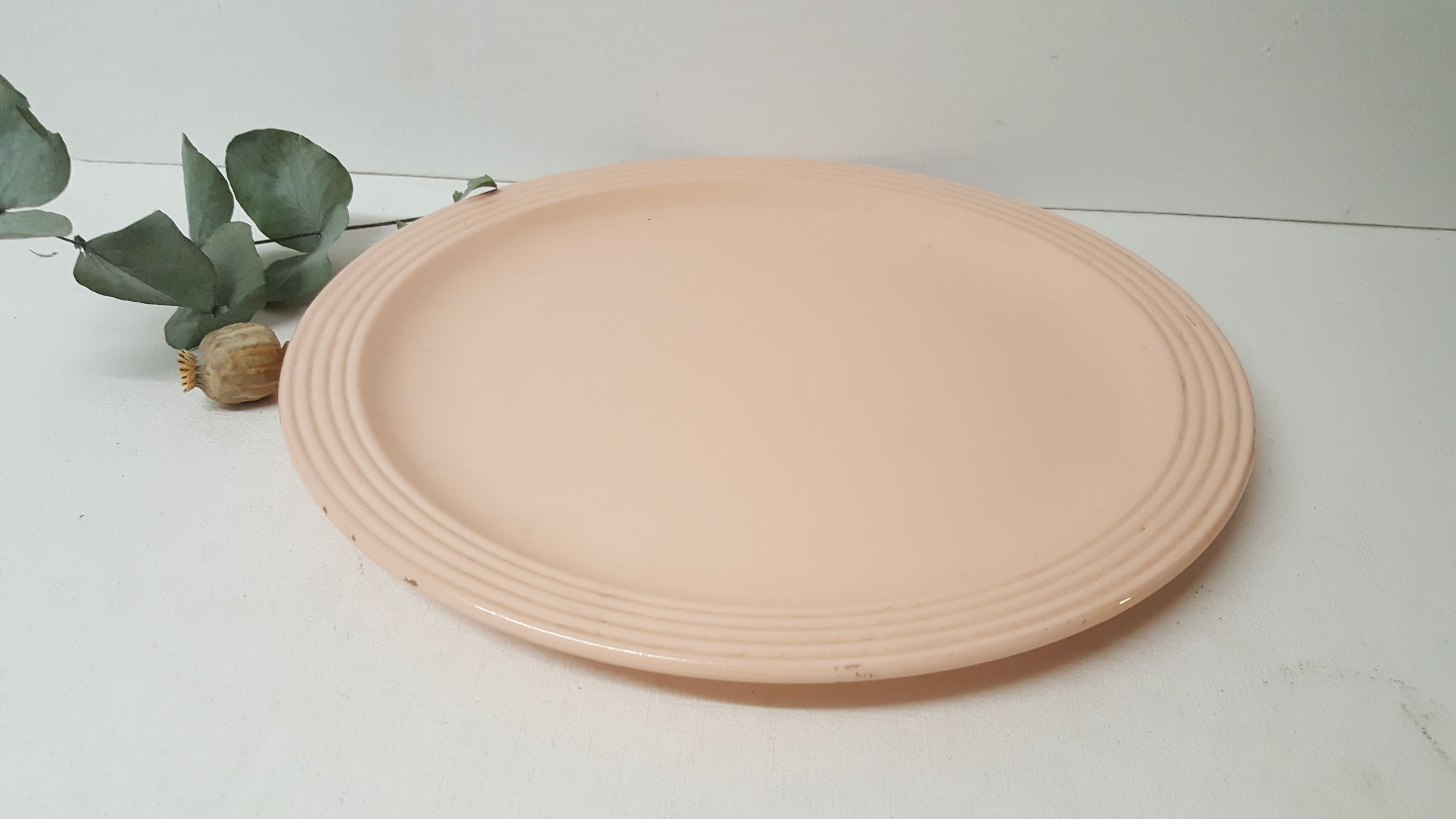Longwy France ceramic powder pink dish