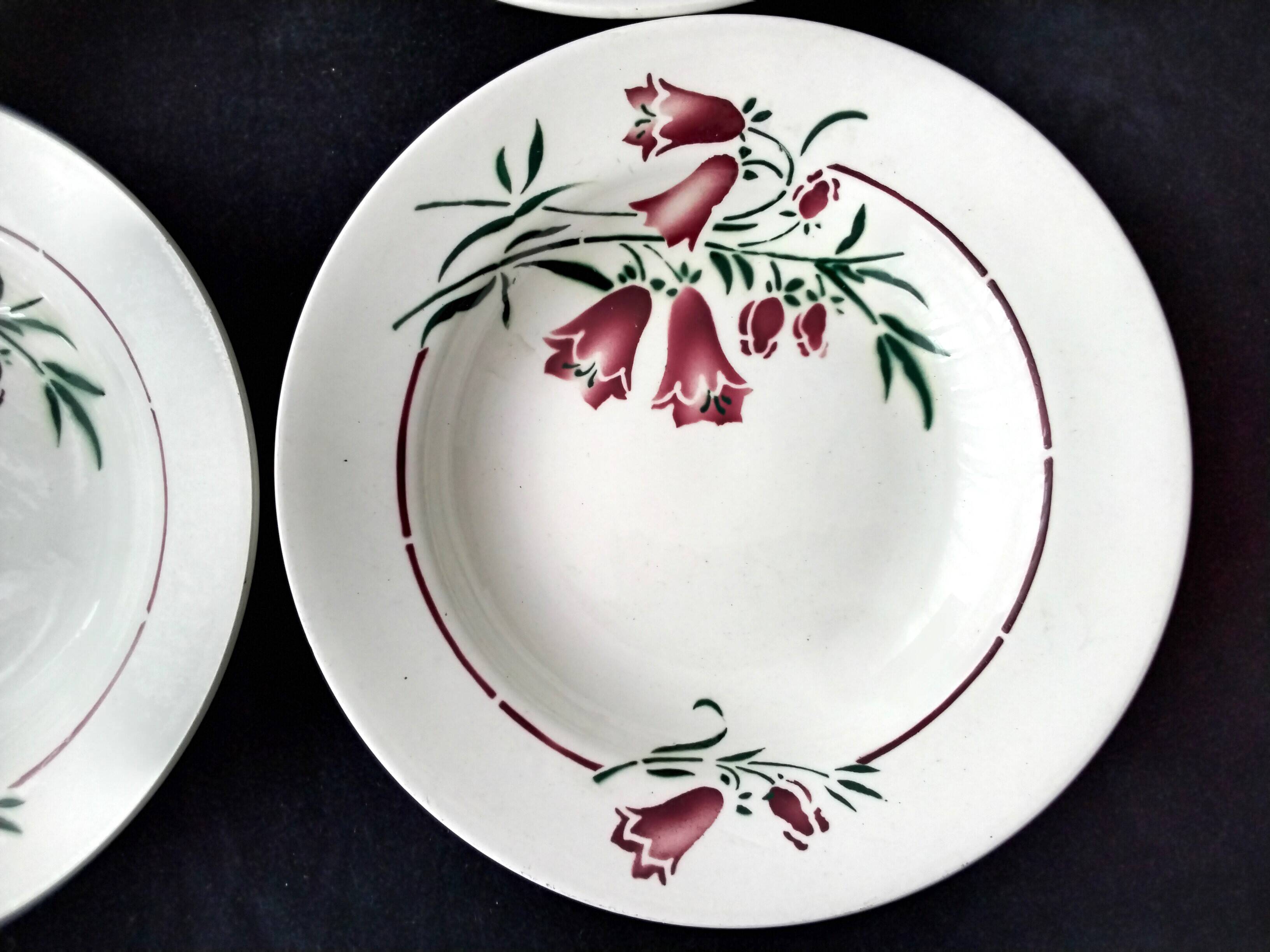 4 deep plates from St Amand L'Amandinoise earthenware