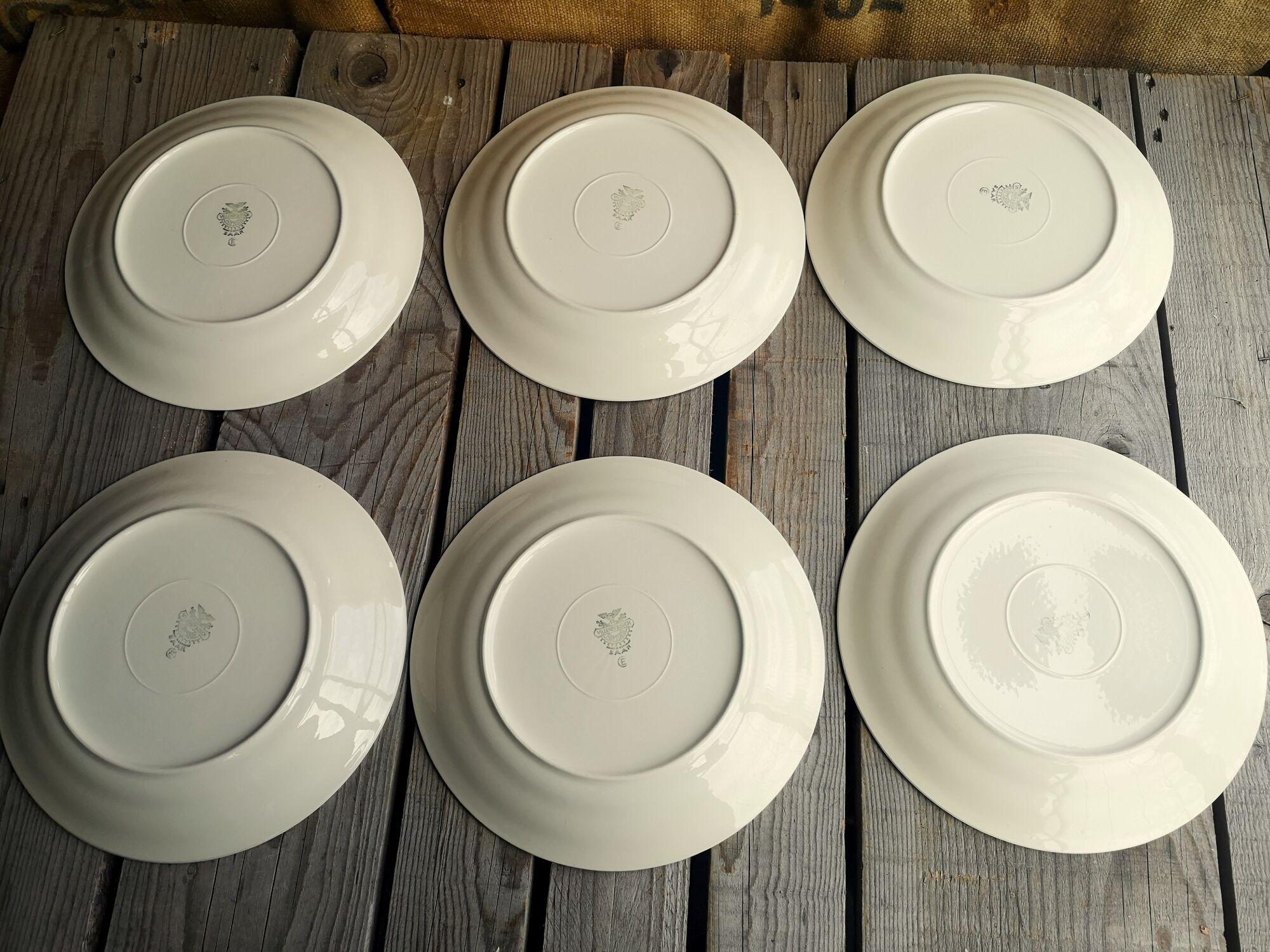6 vintage cream plates with golden fillet by Villeroy Boch