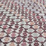 Antique Turkish Kilim Rug: Beige Wool, Zig-Zag Tribal Design 141x235cm