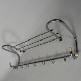 Vintage chrome wall coat rack, 1950s