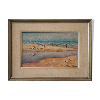 Post Impressionist - Framed beach scene - Jordi Freixas Cortes