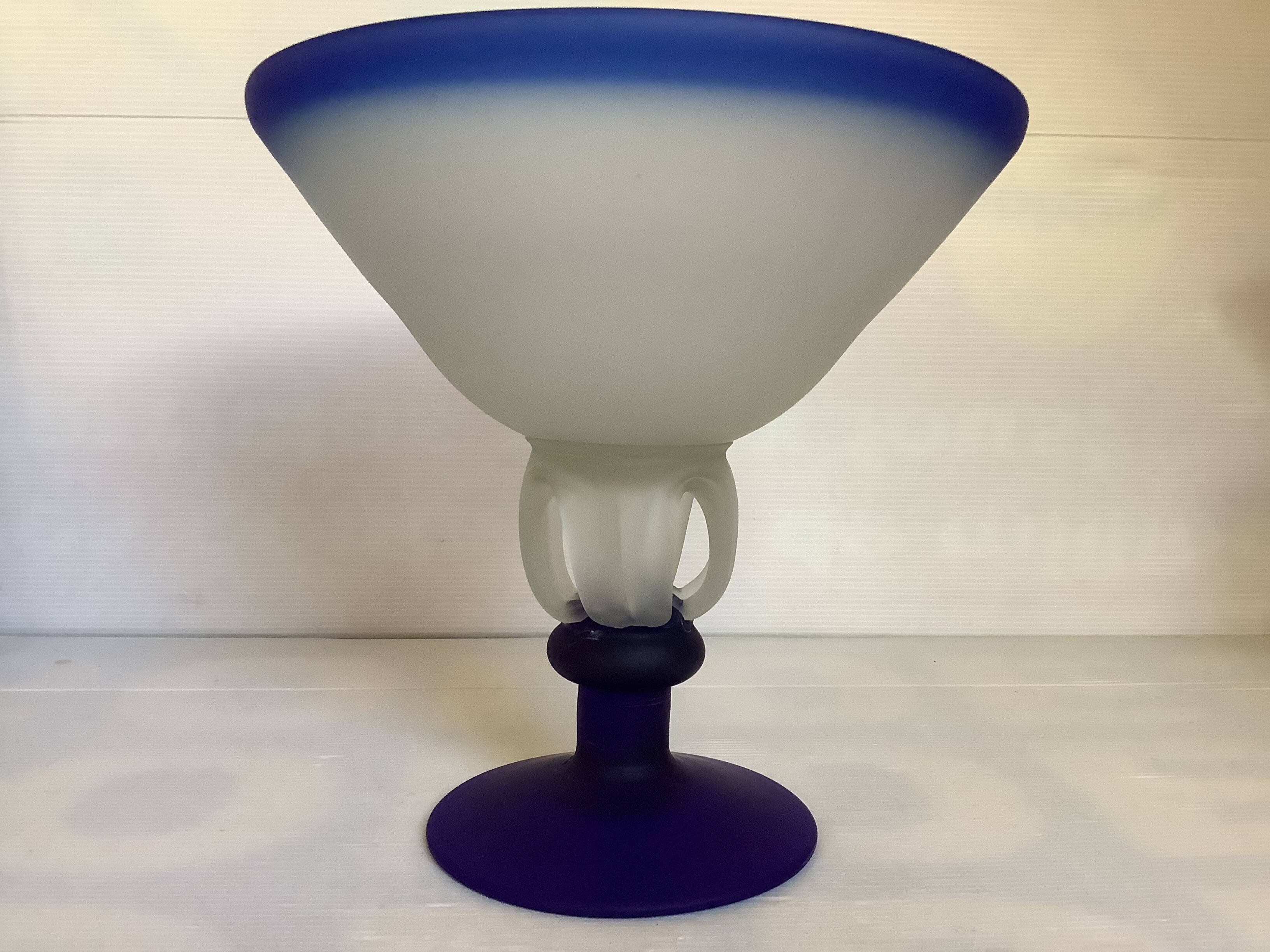 Frosted glass footed bowl in Murano style