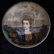 Assiette Céramique Youen Quimper Décor Bretonne Pièce Unique Peint Main 21,