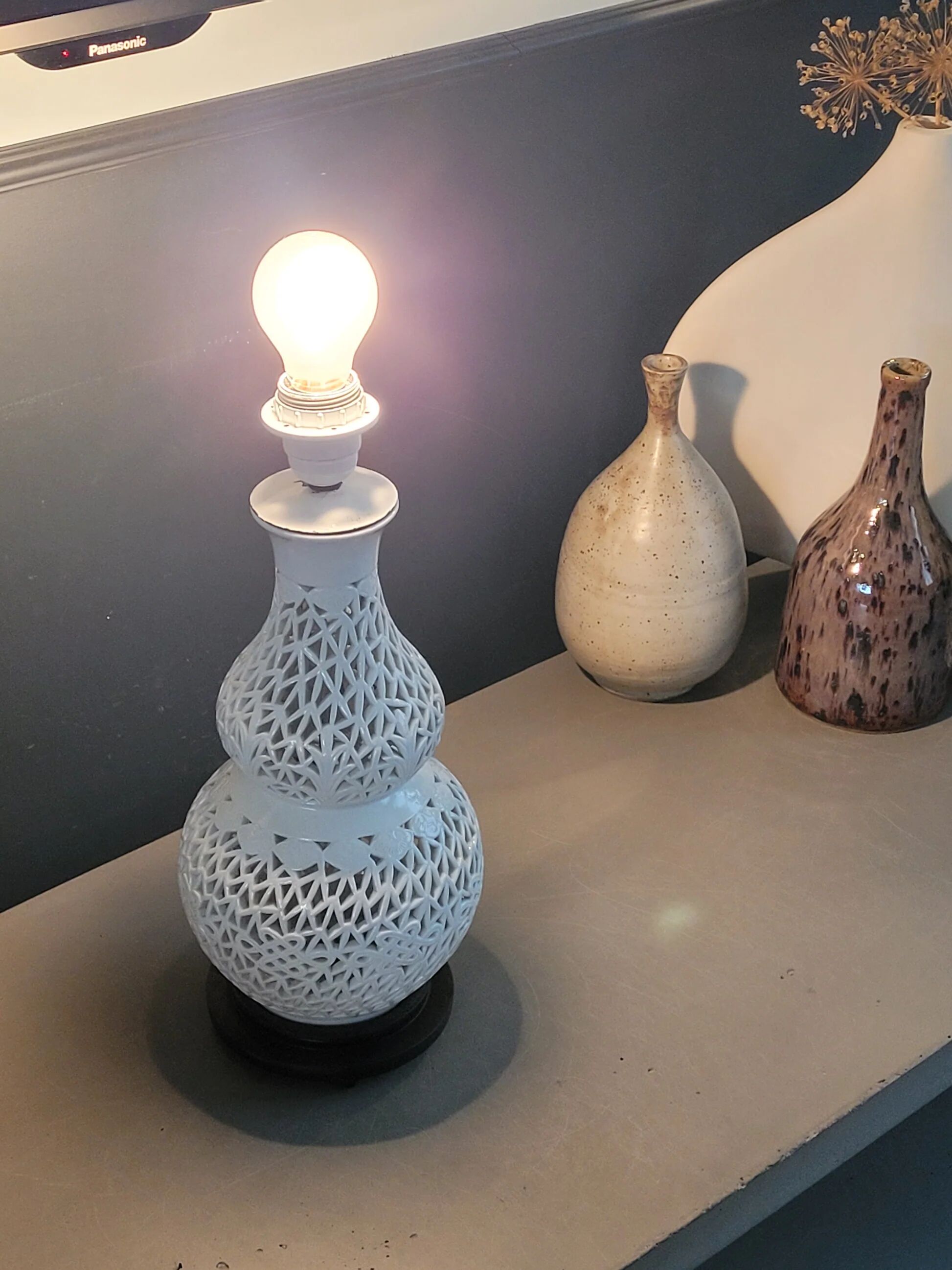 Lampshade in perforated ceramic