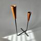 Rare teak and metal candle holder from the mid-century, Denmark, 1960s