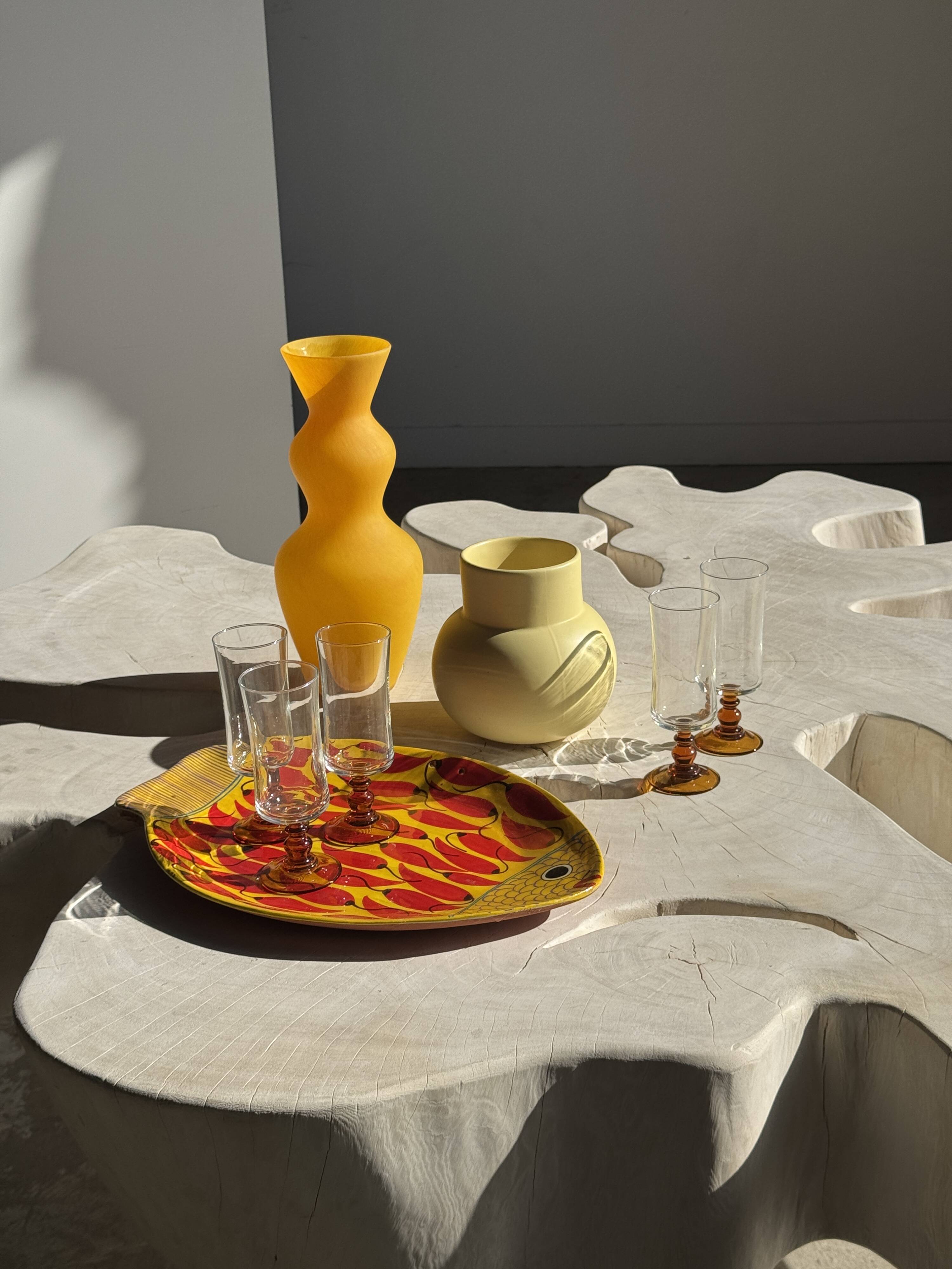 Small light yellow ball vase