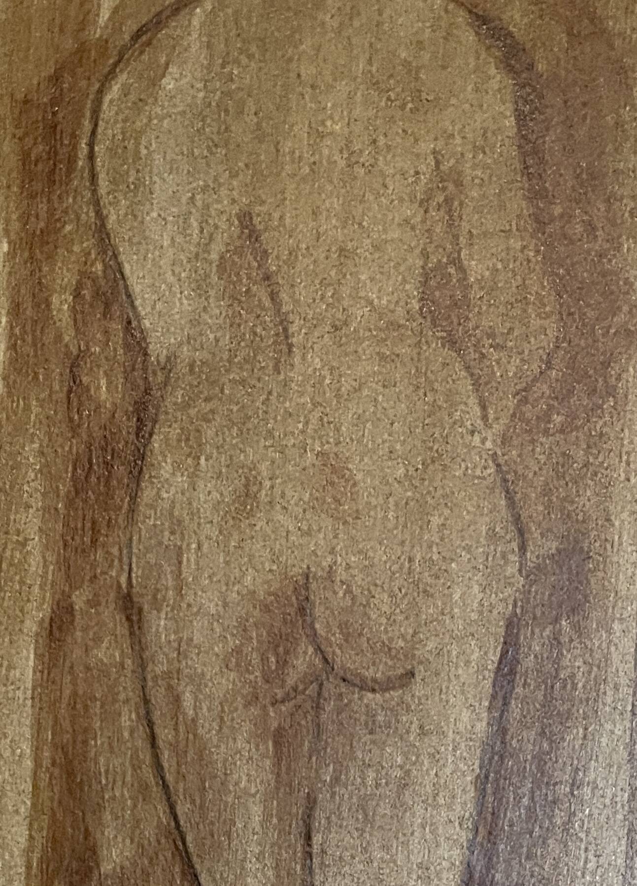 Signed painting monochrome watercolor female nude “back study”