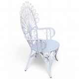 Emmanuelle Peacock white rattan armchair 1970