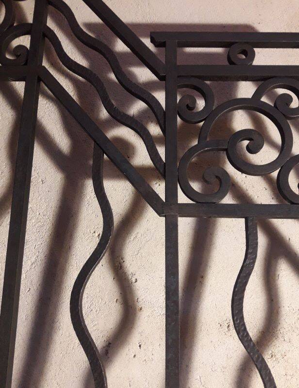 Old wrought iron gate and door grilles 20th century Art Deco