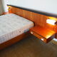 Scandinavian style bed in 140 with two integrated nightstands and two night lights