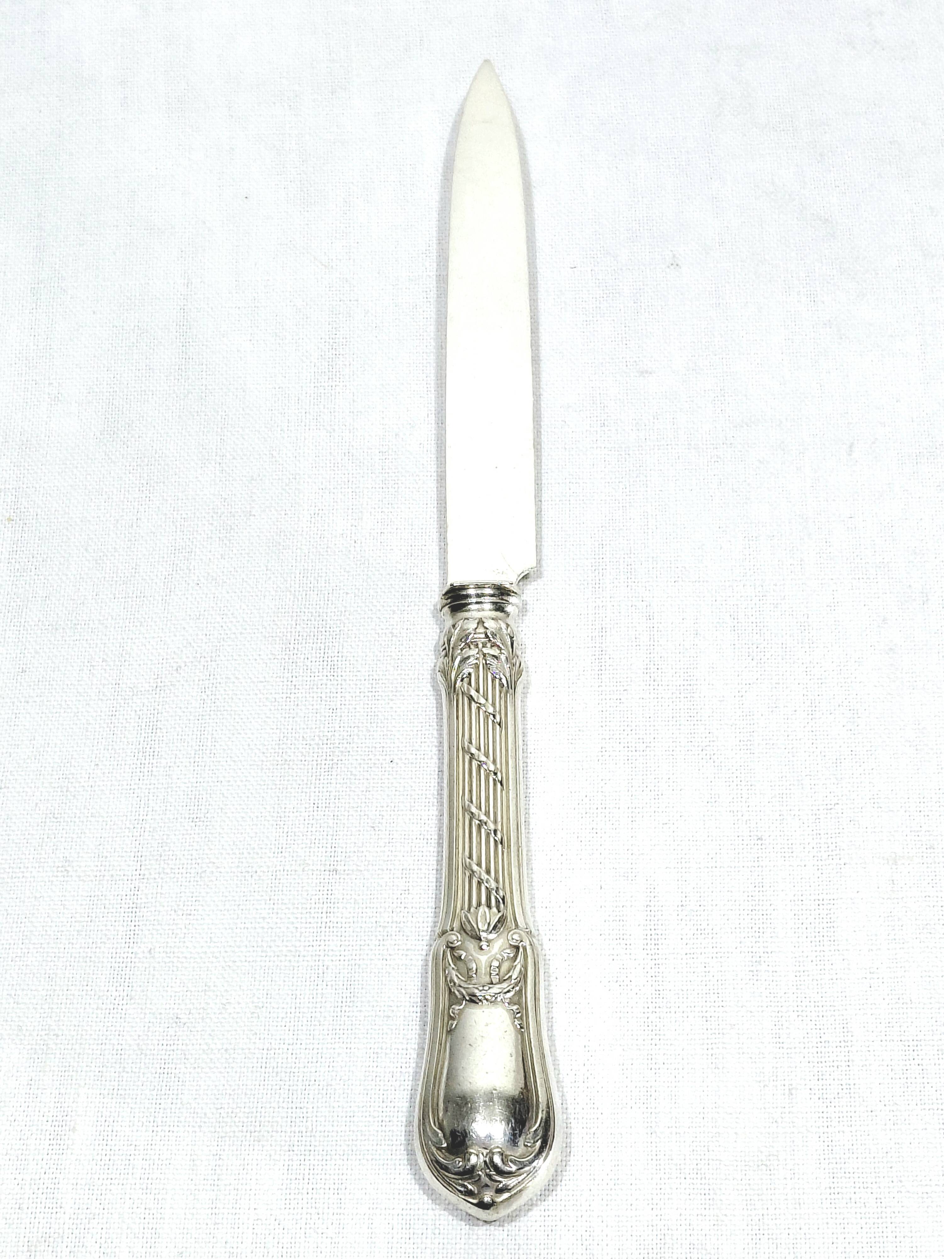 10 silver fruit knives in Louis XVI style