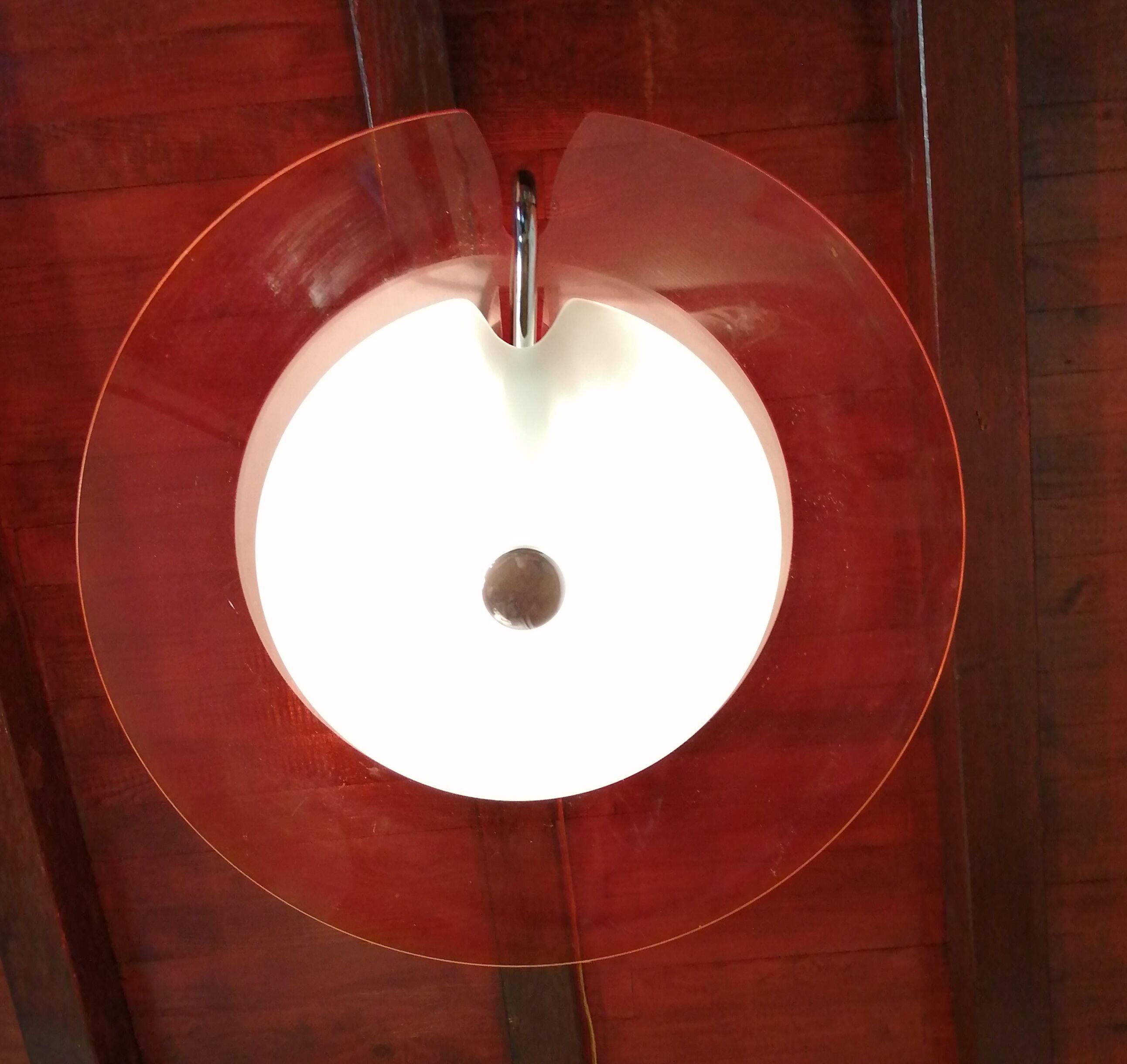 Vintage red space age glass pendant from the 80s