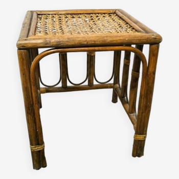 Rattan and cane side table