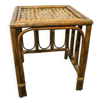 Rattan and cane side table