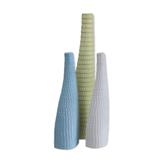 Ensemble de 3 vases de la série 'reptile' Stig Lindberg pour Gustavsberg Suède 1953