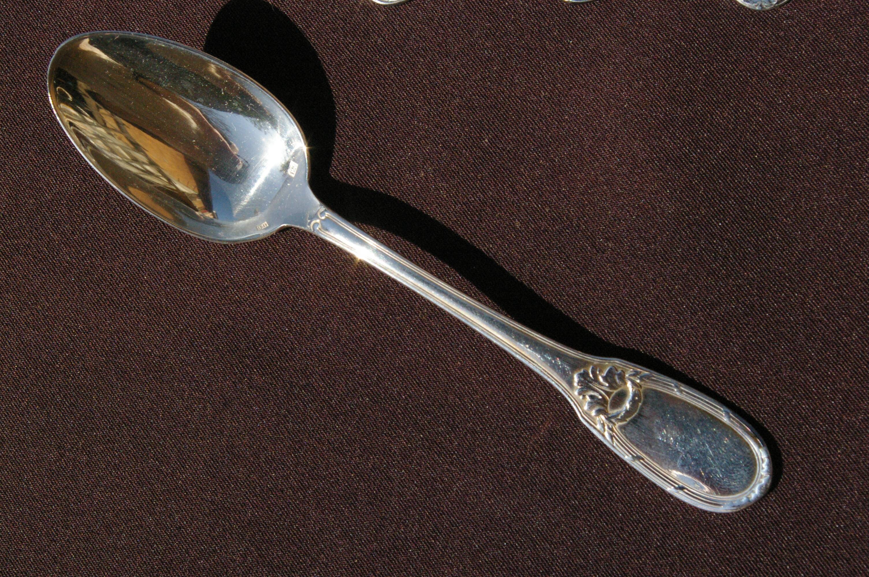 6 silver metal spoons louis XVI style