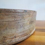 Antique 19th Century Large English Elm Wooden Straight Sided Dairy Wash Bow