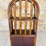 Vintage two-tier bamboo and rattan shelf with storage, Circa 1960