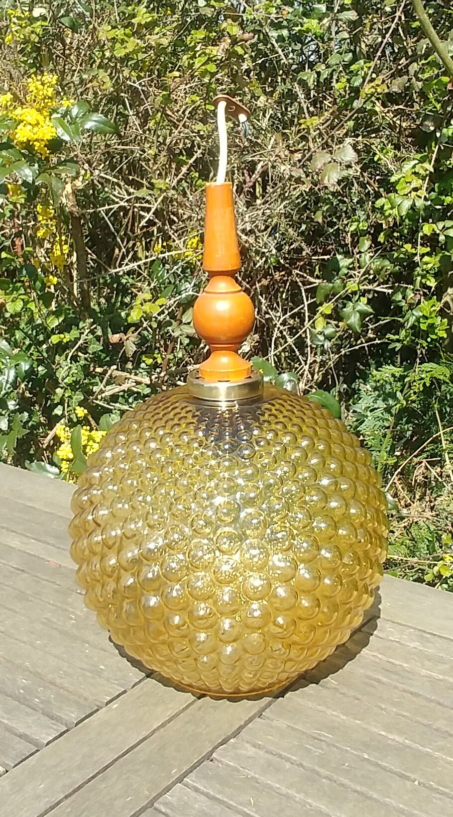 Globe pendant lamp glass Empoli vintage 70s