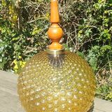 Globe pendant lamp glass Empoli vintage 70s