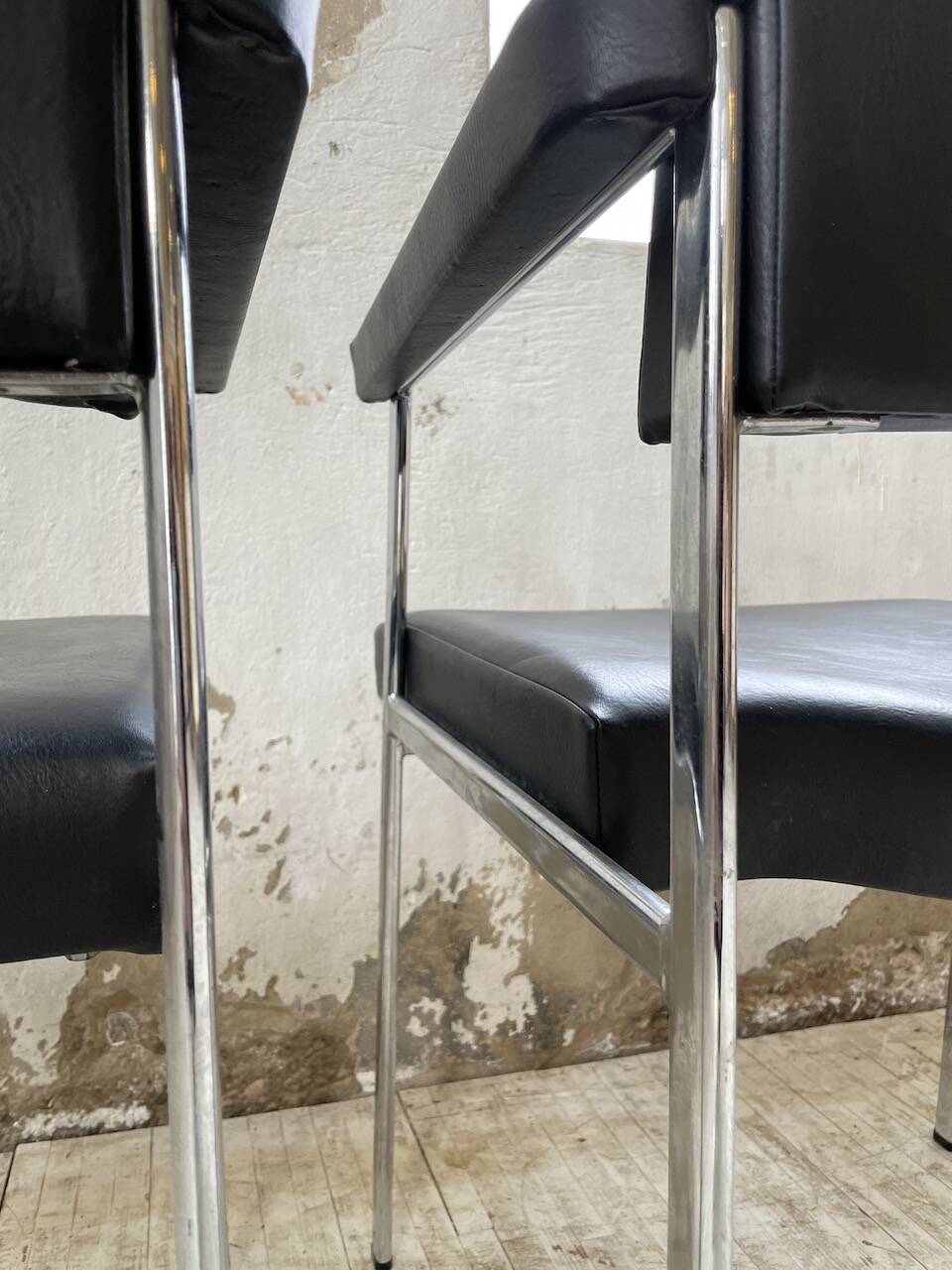 Pair of chrome office chairs