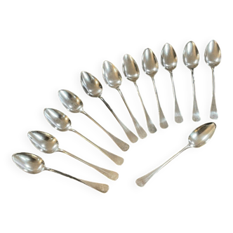 Set of 12 silver-plated dessert spoons, "Vieux Paris" model