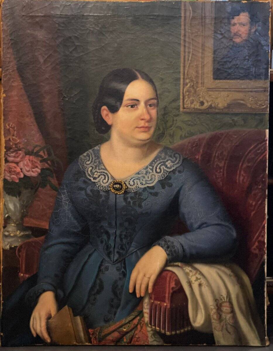 Oil painting on canvas, portrait. Biedermaier artist