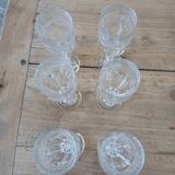 6 flûtes en verre épais ciselé