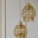 Suspension triple globes vintage en verre ambré bulle