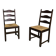 Set of 2 oak, rustic, farmhouse, ladderback dining chairs with rush seats