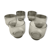 Set of 6 glasses smoked glass cups 60s-70s
