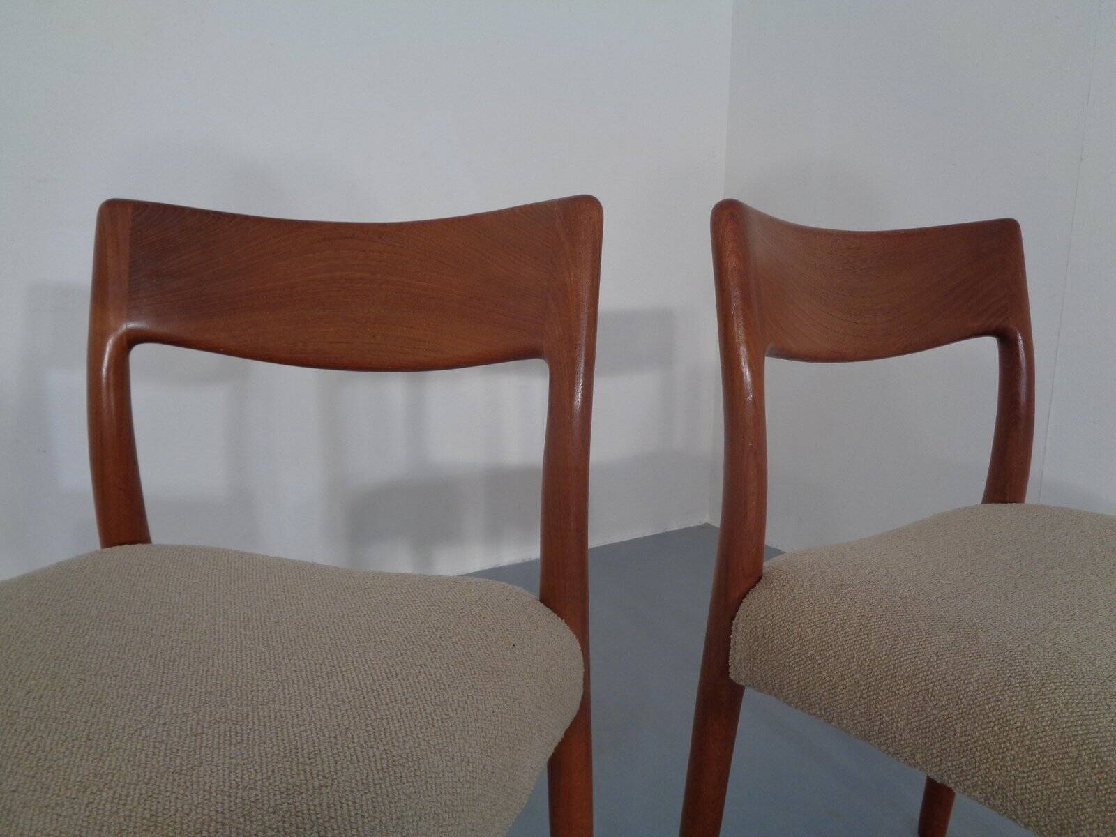 Danish Solid Teak Dining Chairs, 1960s, Set of 4