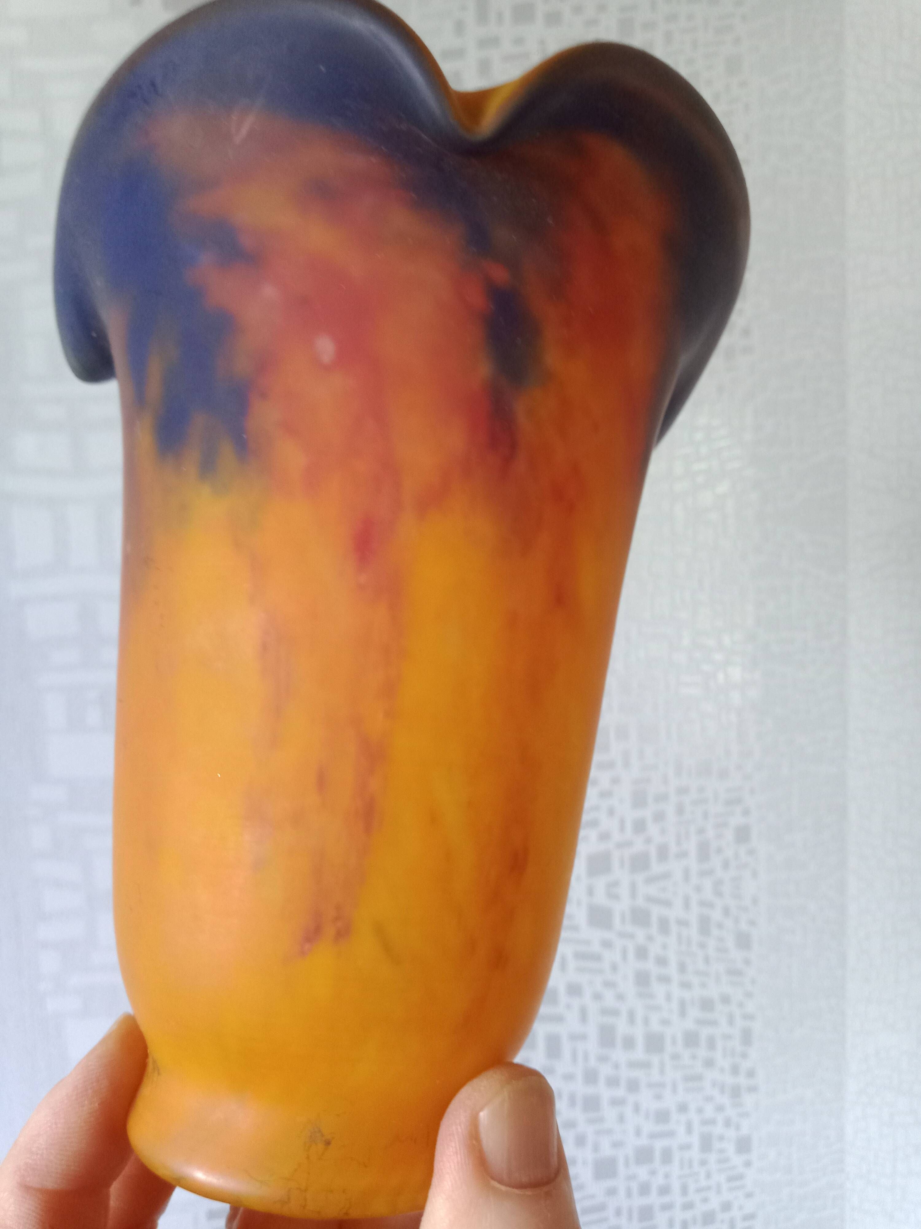 Le Verre Français croix Lorraine - Tulipe verre marmoréen orangé