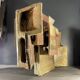 Wall light by jean-michel savary, brutalist lamp / abstract sandstone sculpture, ca 1980