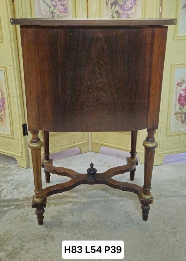 Commode travailleuse marquetée époque Napoléon III à abattant avec miroir