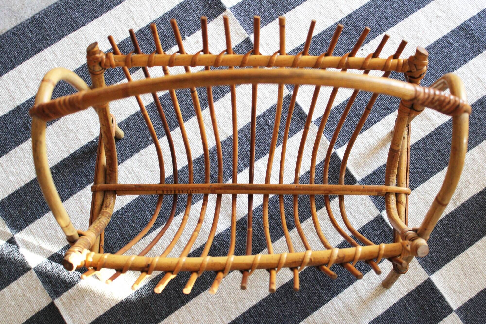 Wicker / rattan vintage magazine holder