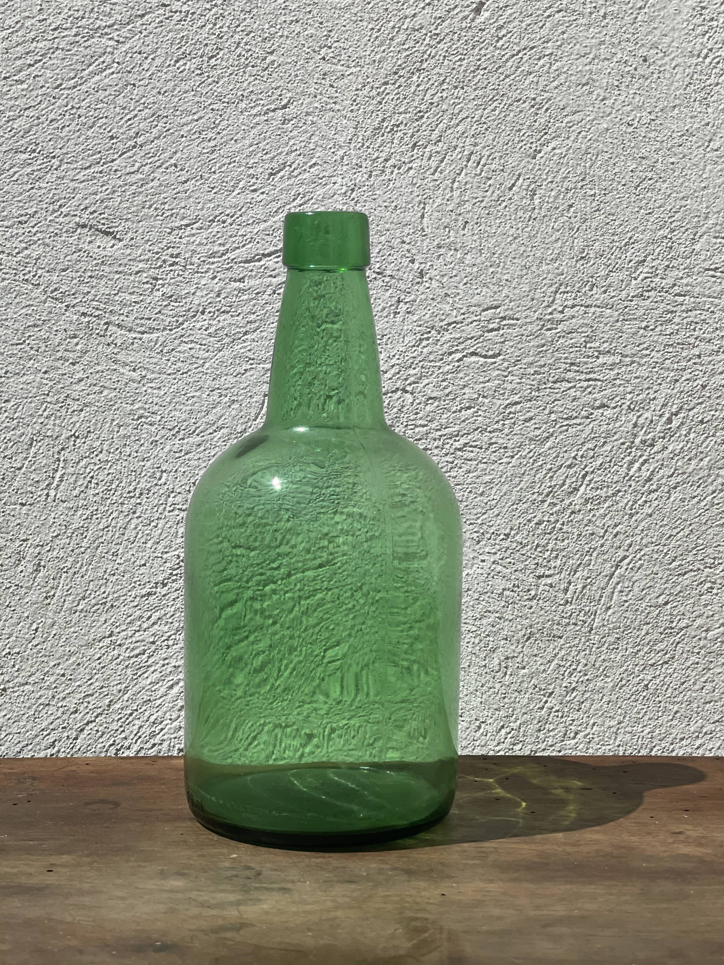 3x bouteilles en vert &bleu comme base pour lampes