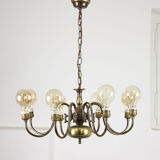 Viennese minimal brass 8-arm chandelier