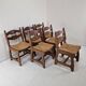 MidCentury Brutalist Oak "Razor Blade" Dining Chairs, Set of 6, France 60's