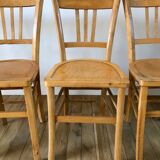 Set of 5 Luterma light blond wood bistro chairs from the 50s