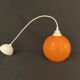 Suspension lamp Space Age 1970 vintage globe ball in orange opaline glass ceiling light chandelier