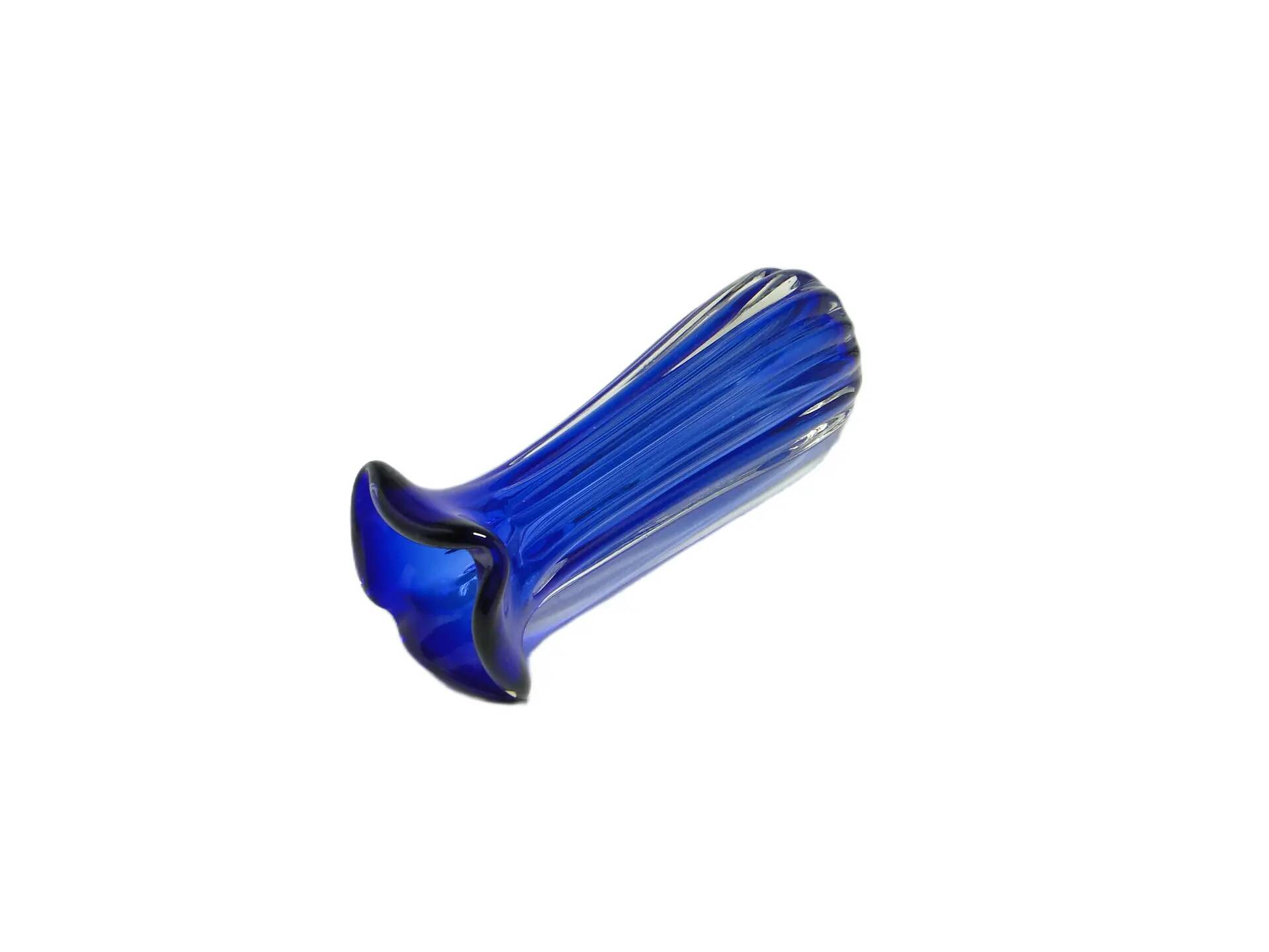 Vase, mid-century modern, blue glass, by J. Hospodka, Czechoslovakia, 1960s.