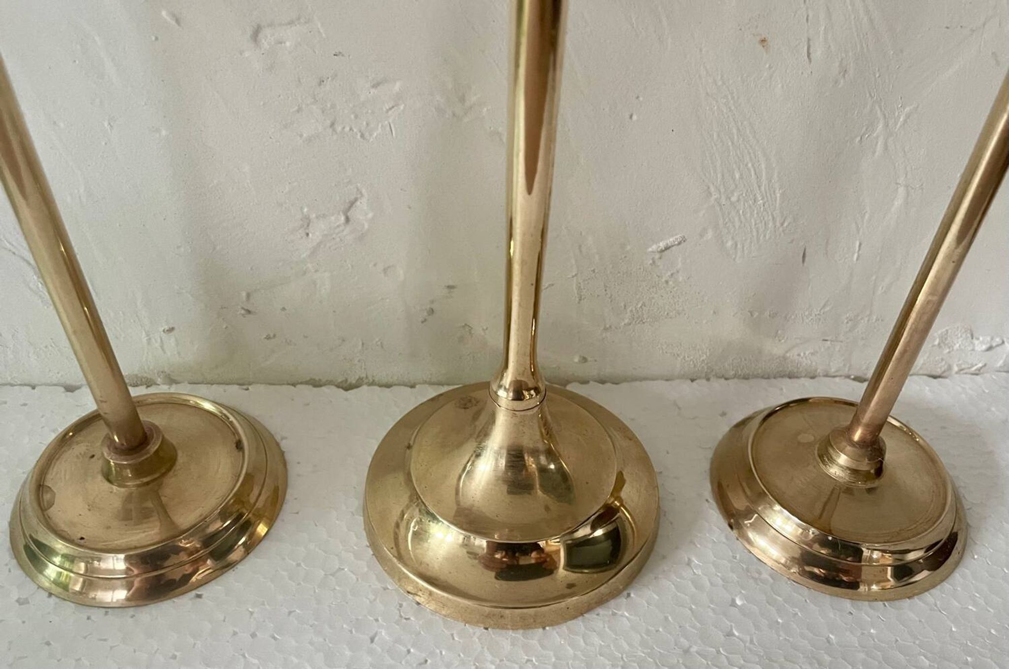 Set of 3 brass candle holders