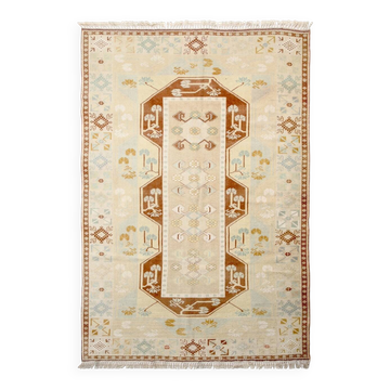 6x9 Terracotta & Cream Vintage Persian Rug, 199x290Cm