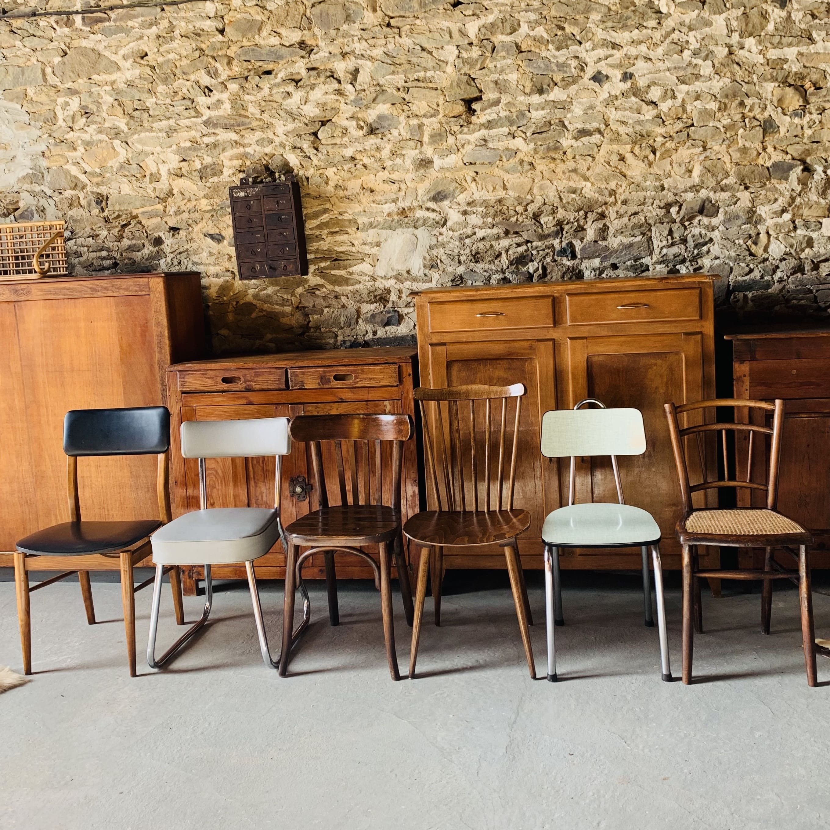 Set of 6 mismatched chairs