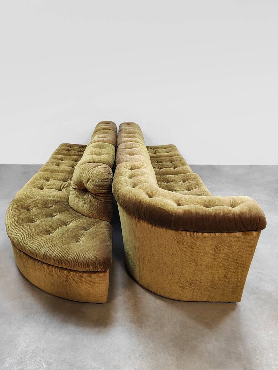 Vintage velvet modular sofa modular 'Verdant green'